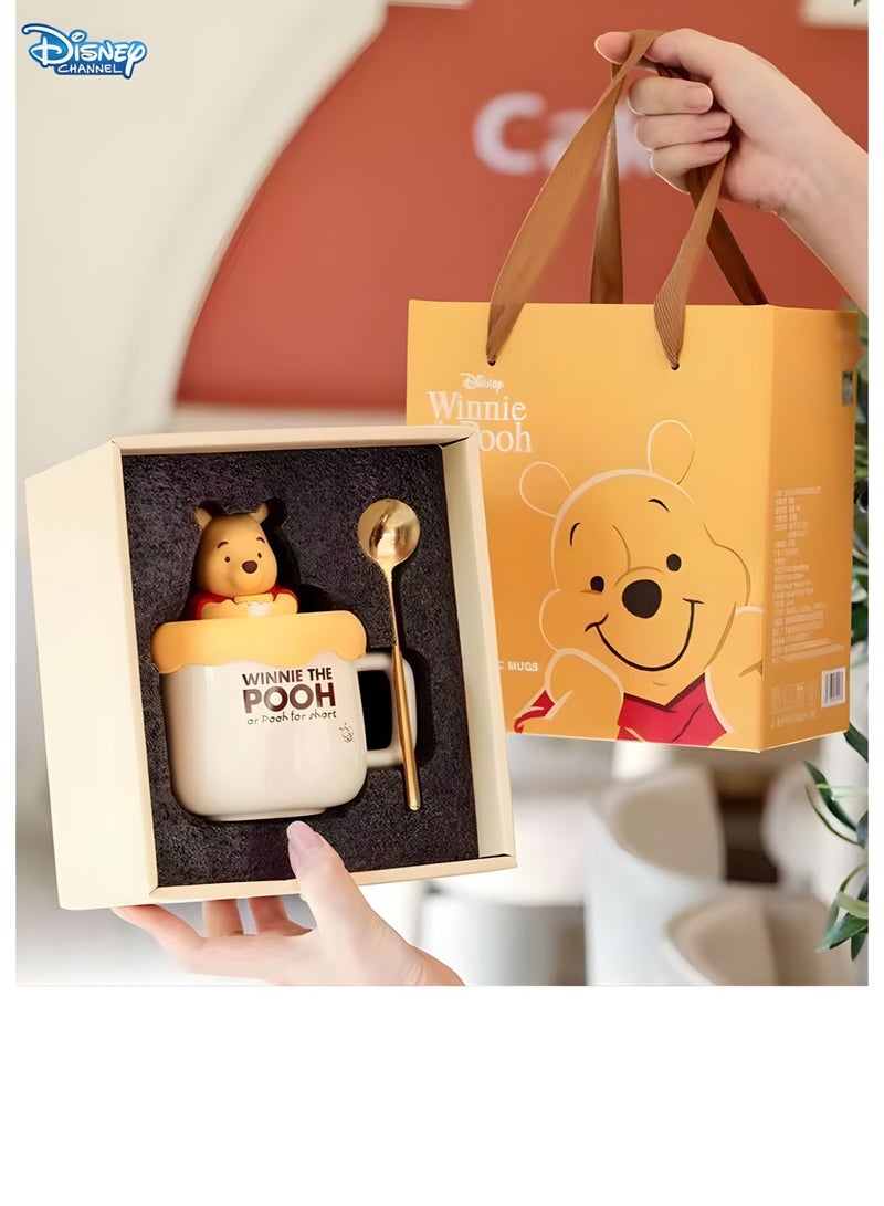 Disney Winnie the Pooh 3D Ceramic Mug with Lid & Spoon – Cute Cartoon Coffee Cup Gift Set with Gift Bag | Tea, Milk & Hot Chocolate Mug for Kids & Adults - Image 2